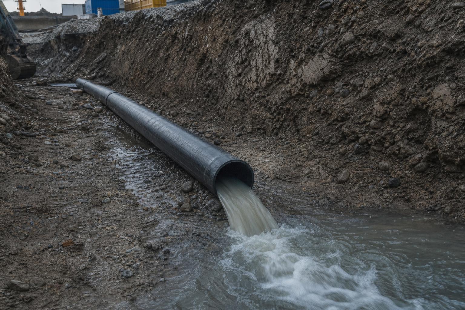 Трубопровод для отвода воды от строительного котлована